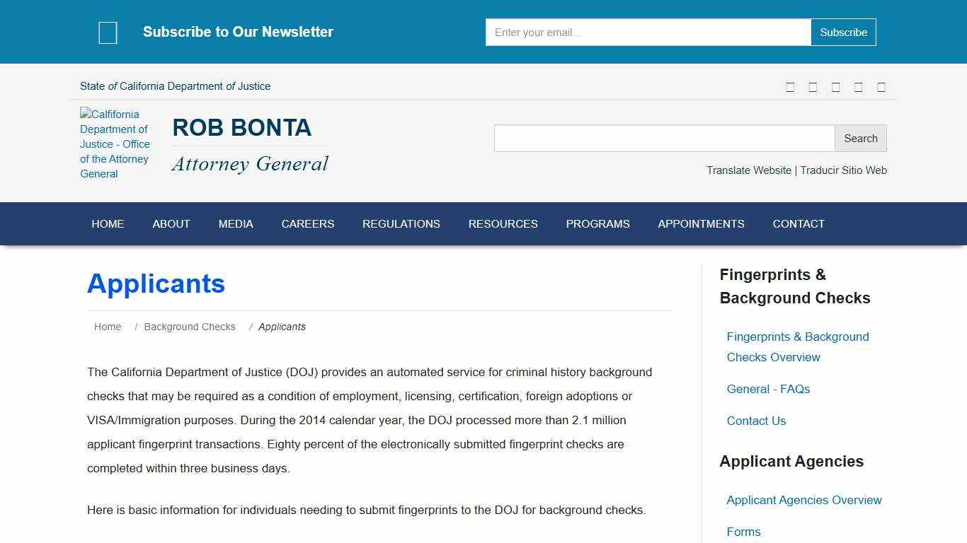 Applicants State of California - Department of Justice - Office of the Attorney General